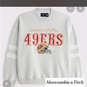 Abercrombie & Fitch Light Gray 49ERS Crewneck Sweatshirt
